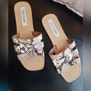 Steve Madden Snake Skin Leather Upper Slides